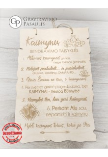Medinė lentelė "Kaimynų bendravimo taisyklės"